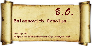 Balassovich Orsolya névjegykártya